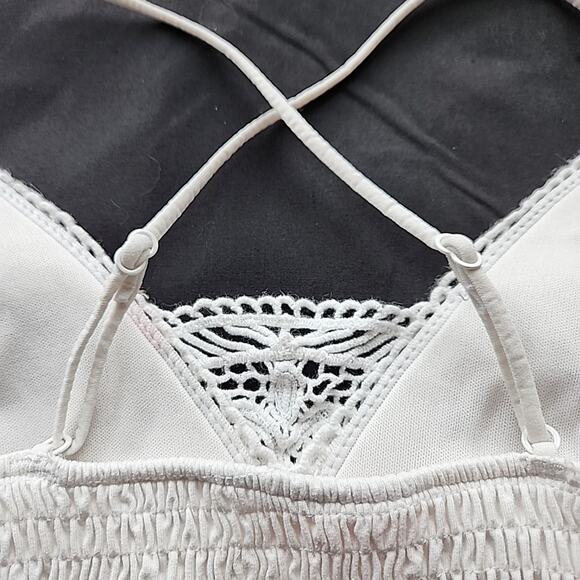 Willow & Root XS White Crochet Babydoll Top Padded Festival Boho Hippie Beach - Picture 4 of 6